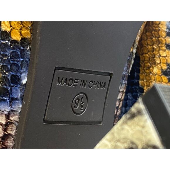 The Limited Erica Mid-Calf Brown Blue Snakeskin Block Heel Boots Size 9.5 - Picture 7 of 10